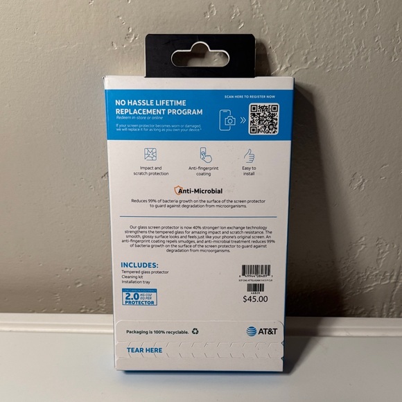 AT&T Tempered Glass Screen Protector for iPhone 14/13/13 Pro - Picture 2 of 2